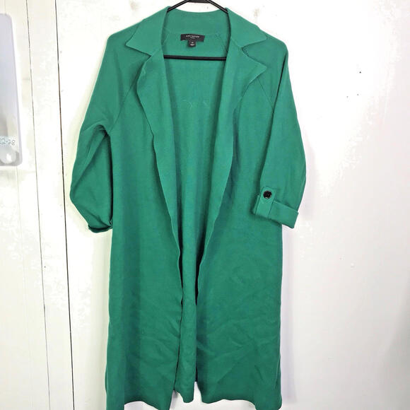 Ann Taylor Sweater Womens MP Kelly Green Longline Corpcore Cardigan Thick Knit - Picture 1 of 8